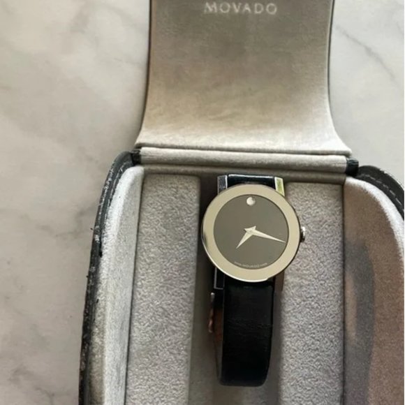 Auc Movado Museum sapphire crystal Ceramic steel, h20 Resistant Leather Watch - Picture 6 of 10